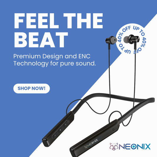 Neonix Rocket 5 Neckband Earphones – ENC | 50 Hrs Playtime | Deep Bass | Fast Charging