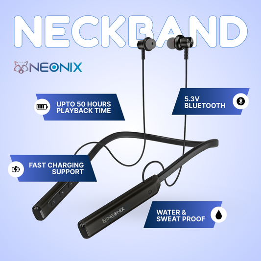 Neonix Rocket 5 Neckband Earphones – ENC | 50 Hrs Playtime | Deep Bass | Fast Charging
