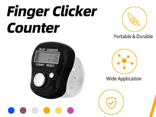ASW Finger Clicker Counter – 5-Digit LCD Tally Counter | Adjustable Strap | One-Click Count & Reset
