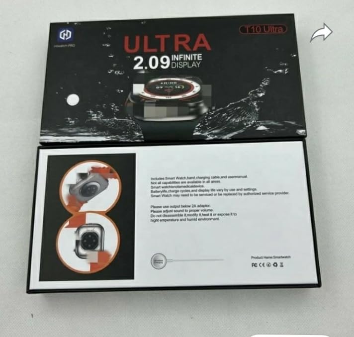 T10 Ultra Smartwatch 2.09" – Sleek Metal Body | Calling | Wireless Charging | Activity Tracker | Android